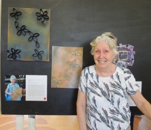 Theresa Roworth with her art pieces