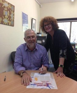Anglicare NT CEO Dave Pugh with NAPCAN NT Manager Lesley Taylor